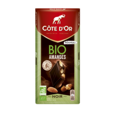 COTE D'OR Tablette de chocolat noir aux amandes entières bio 150g