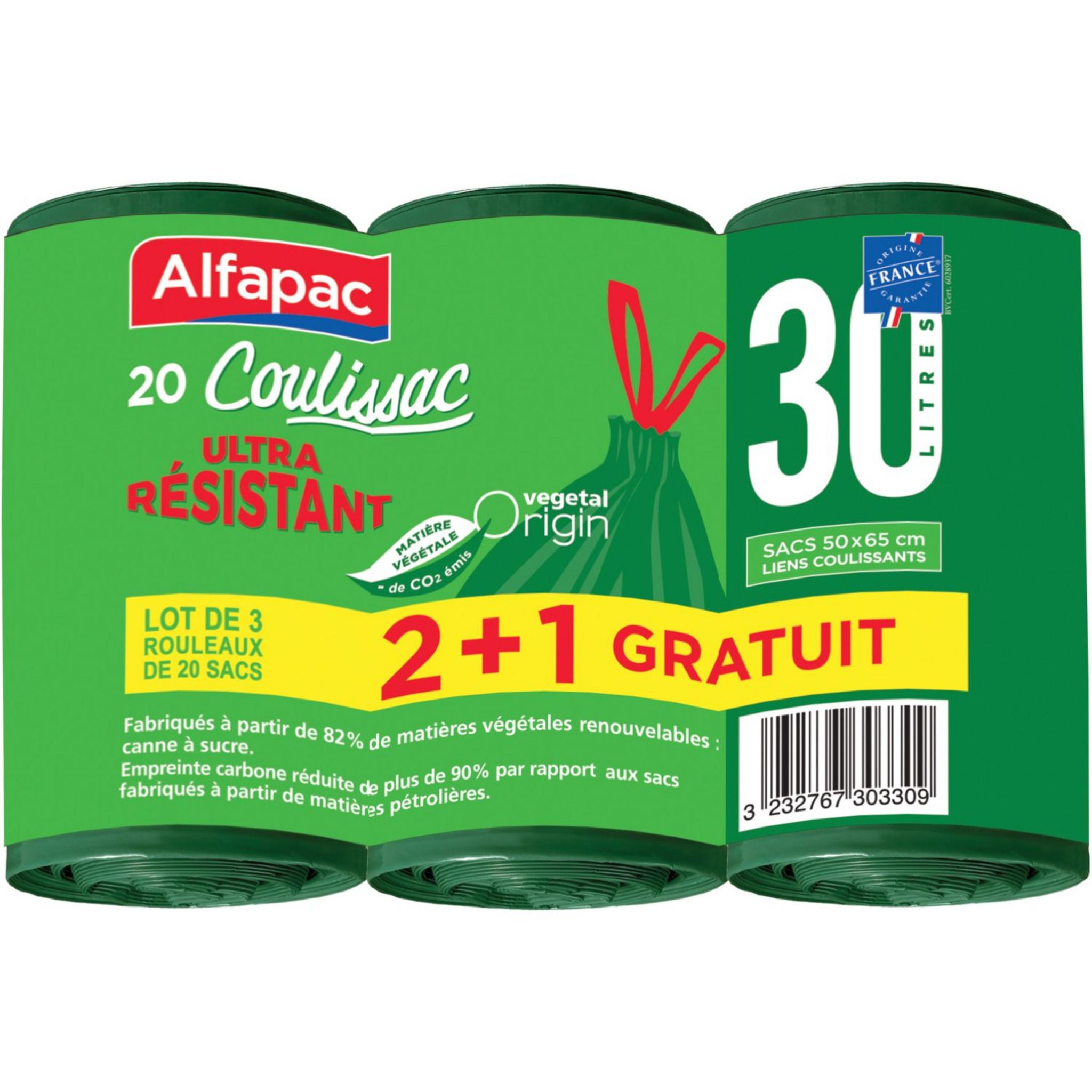 Promo SAC POUBELLE LIEN COULISSANT ULTRA RESISTANT ALFAPAC chez Auchan