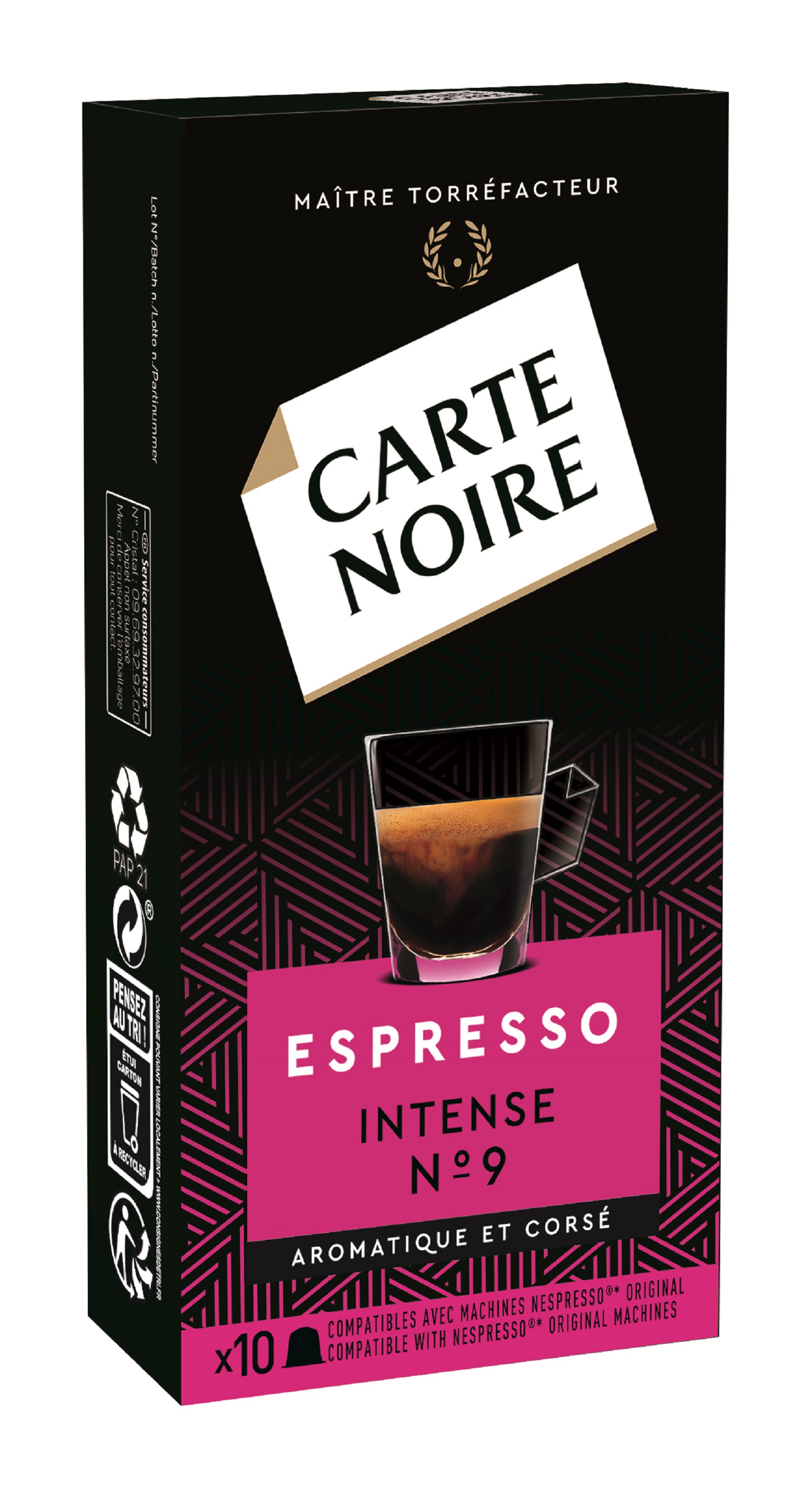 Café capsules Intense n°9 - Espresso - Carte Noire - x10 capsules (53g)