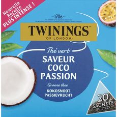 TWININGS Thé saveur coco passion 20 sachets 32g