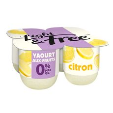 LIGHT&FREE Yaourt allégé au citron 0% MG 4x125g