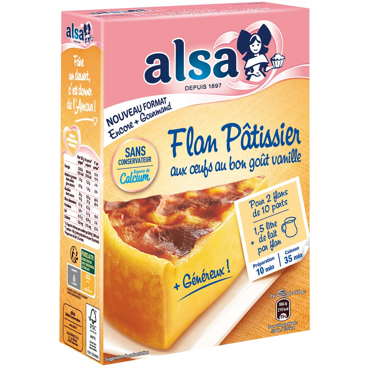 Alsa Preparation Pour Flan Patissier Aux œufs Et Vanille 10 Parts 740g Pas Cher A Prix Auchan