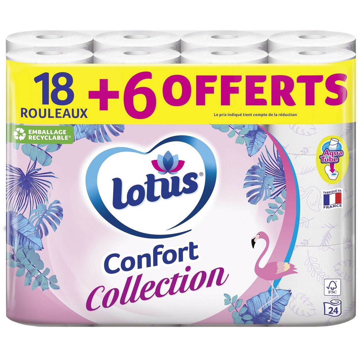 LOTUS Papier toilette confort rose aquatube dont 14 offerts 64