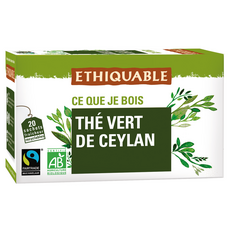 ETHIQUABLE Thé vert bio de Ceylan 20 sachets 36g