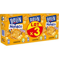 BELIN Biscuits crackers emmental Monaco 3 boîtes  2x100g+100g
