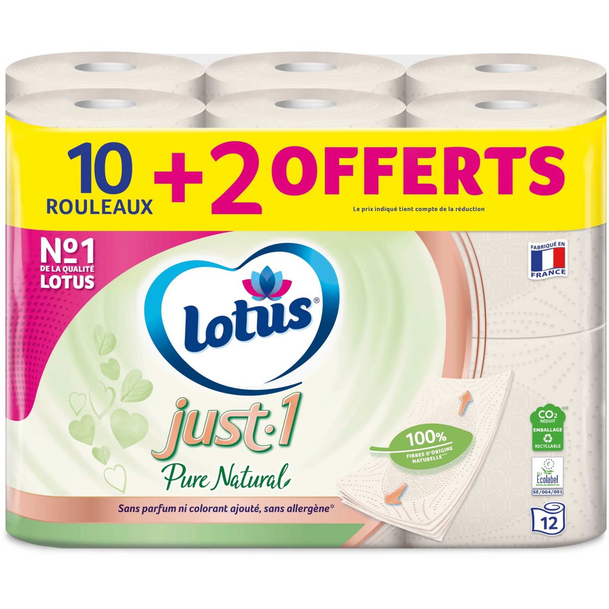 LOTUS Lotus papier toilette blanc just one rouleau x13 +5 pas cher