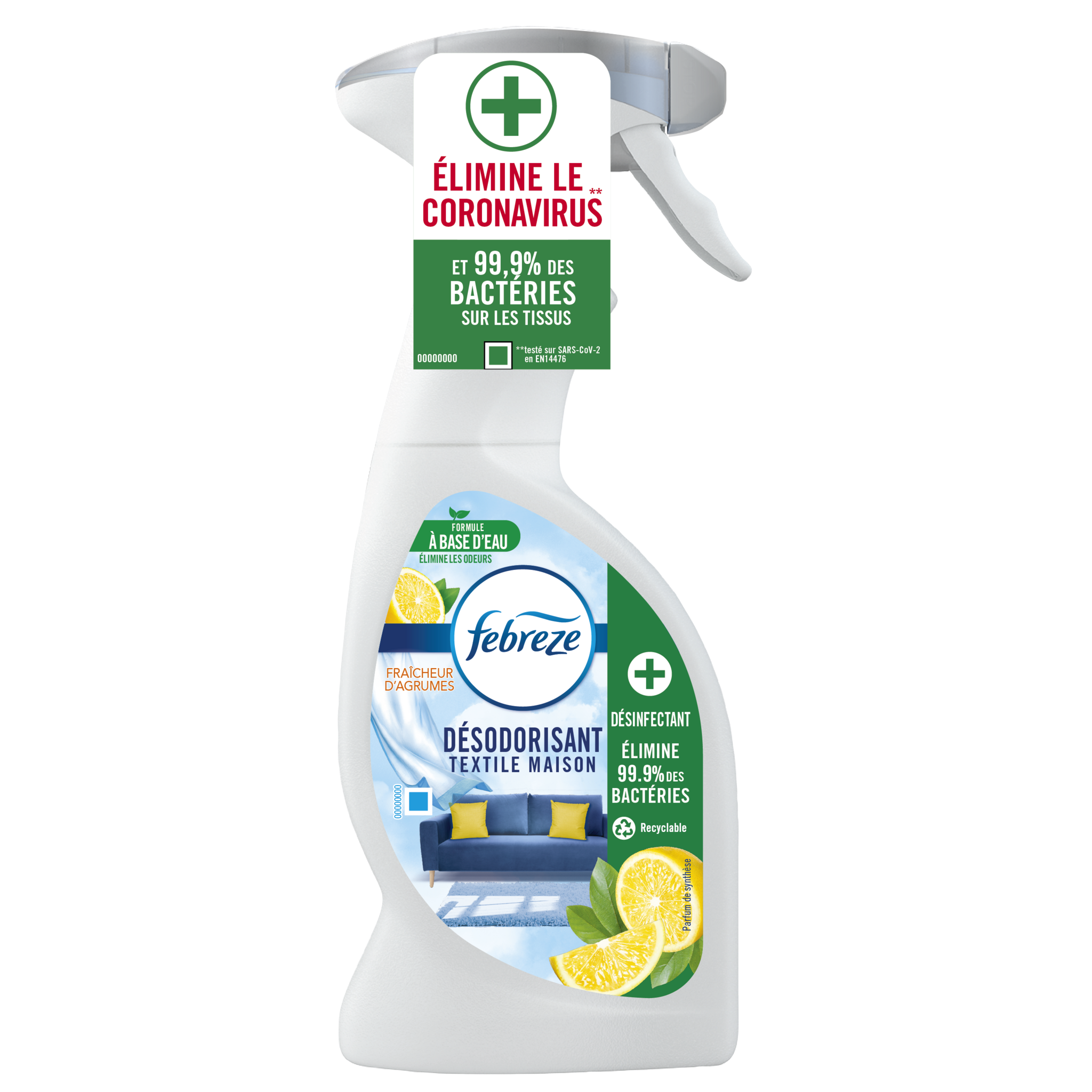 FEBREZE Désodorisant désinfectant textile fraicheur d'agrumes 375ml pas  cher 