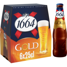 1664 Bière blonde gold 6,1% bouteilles 6x25cl