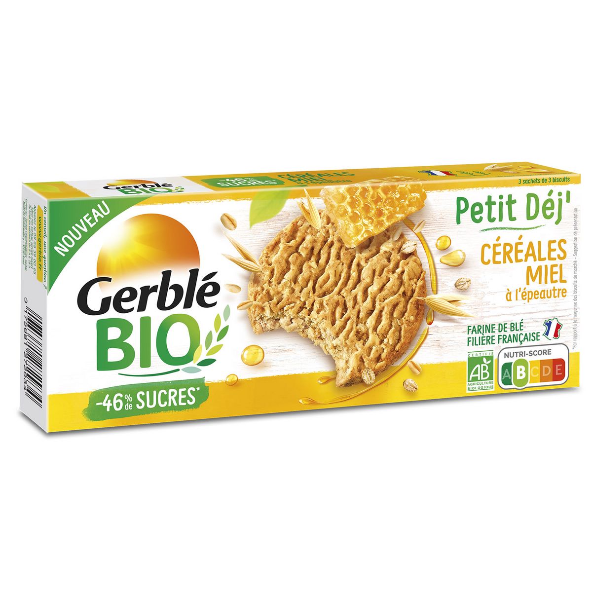 GERBLE BIO Petit Dej biscuit céréales et miel bio 132g