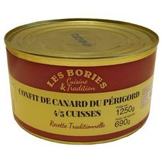 LES BORIES Confit de canard du Périgord recette traditionnelle 4 à 5 cuisses 1,25kg