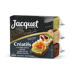 JACQUET Créatifs Mini toasts nature pistou et céréale maltée 3x20 pièces 255g