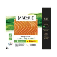 LABEYRIE Saumon fumé bio et équilibré 4 tranches + 1 offerte 130g
