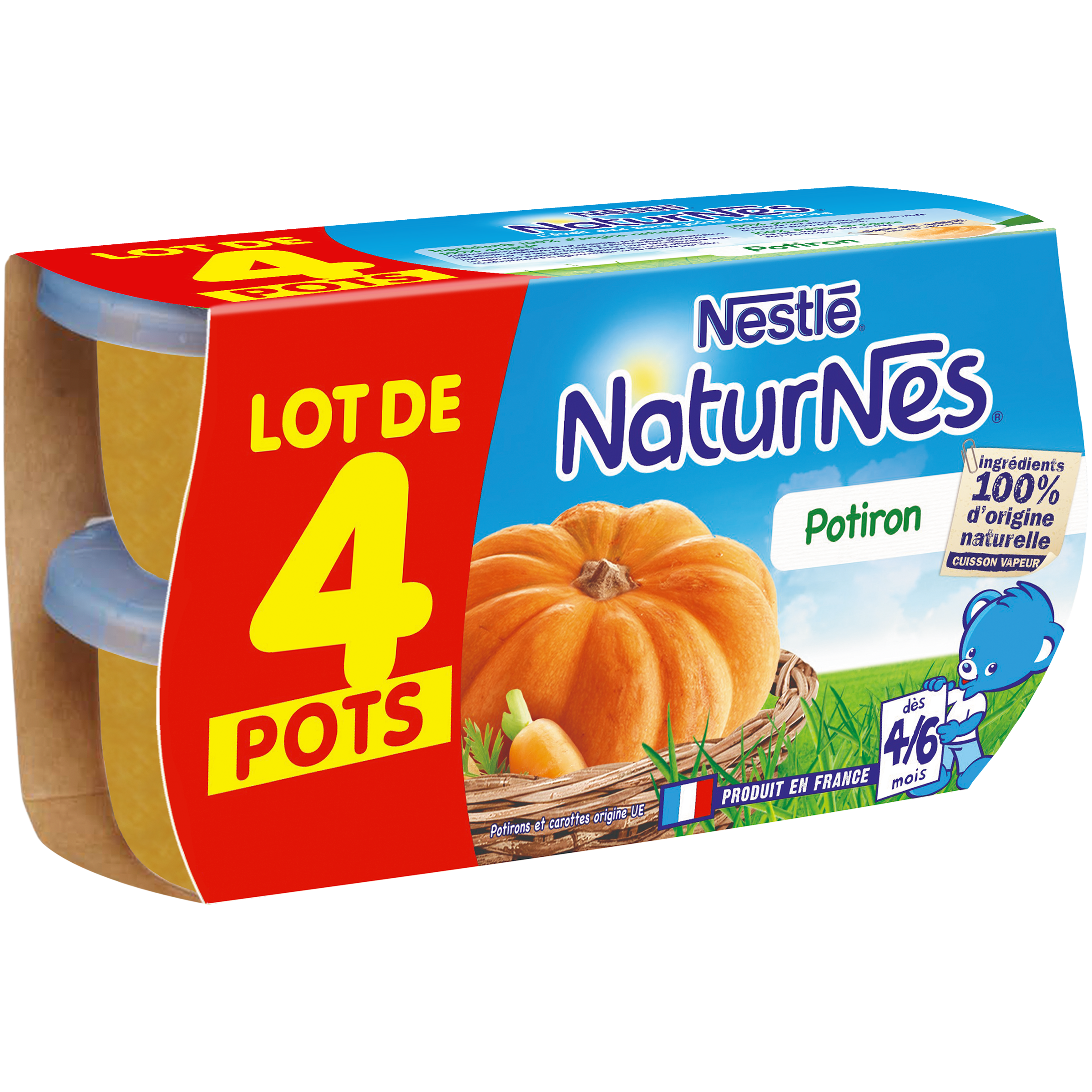 lot 3 Petit pot bébé dès 6 mois, carotte potimarron riz BABYBIO