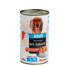 AUCHAN Boîte pâtée bouchées en sauce pour chien 1,2kg