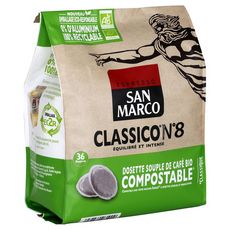 SAN MARCO Dosettes souples de café classique bio compostables 36 dosettes 250g