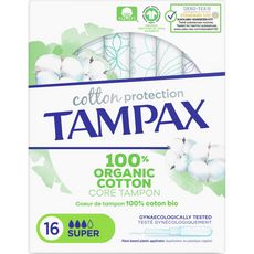TAMPAX Tampon en coton bio super 16 tampons