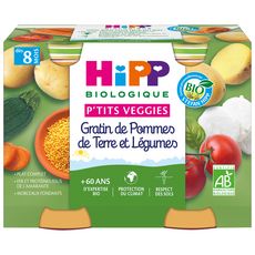 HIPP Pots ptit veggies gratin pomme de terre légumes bio dès 8 mois 2x190g