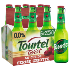 TOURTEL Bière Twist sans alcool 0,0% aromatisée à la cerise griotte bouteilles 6x27,5cl