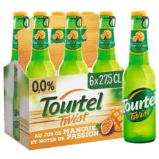 TOURTEL Bière Twist sans alcool 0,0% aromatisée à la mangue passion bouteilles 6x27,5cl