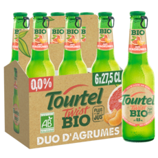 TOURTEL Bière Twist sans alcool aromatisée duo d'agrumes bio bouteilles 6x27,5cl