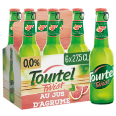 TOURTEL Bière Twist sans alcool 0,0% aromatisée aux agrumes bouteilles 6x27,5cl