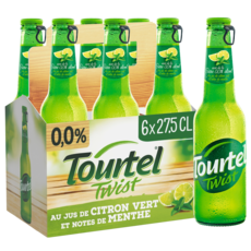 TOURTEL Bière Twist sans alcool 0,0% arôme jus citron notes de menthe bouteilles 6x27,5cl