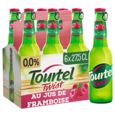 TOURTEL Bière Twist sans alcool 0,0% aromatisée à la framboise bouteilles 6x27,5cl