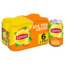 LIPTON Boisson Ice tea à base de thé saveur pêche boîtes 6x33cl