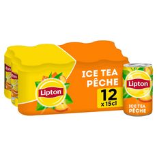 LIPTON Boisson Ice tea à base de thé saveur pêche boîtes 12x15cl