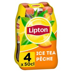 LIPTON Boisson Ice tea à base de thé saveur pêche bouteilles 4x50cl