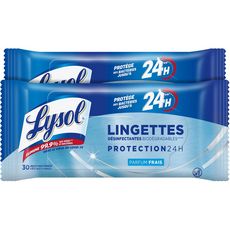LYSOL  Lingettes désinfectante 24h parfum frais 2x30 lingettes