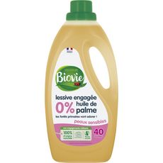 BIOVIE Lessive concentrée engagée 0% huile de palme pour peaux sensibles 40 lavages 2l