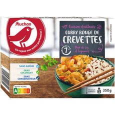 AUCHAN Curry rouge de crevettes, duo de riz et légumes 1 portion 350g