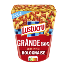 LUSTUCRU Box Pâtes Serpentini Sauce Bolognaise sans couverts 1 portion 360g