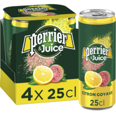 PERRIER Eau gazeuse Juice aromatisée au citron et goyave boîtes 4x25cl