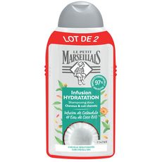 LE PETIT MARSEILLAIS Infusion Hydratation Shampoing doux cheveux déshydratés et secs infusion de calendula et eau de coco bio 2x250ml
