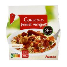 AUCHAN Couscous poulet merguez en barquette 2min au micro-ondes 1 personne 300g