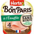 HERTA Le bon Paris jambon cuit à l'étouffée sans nitrite 4 tranches 140g