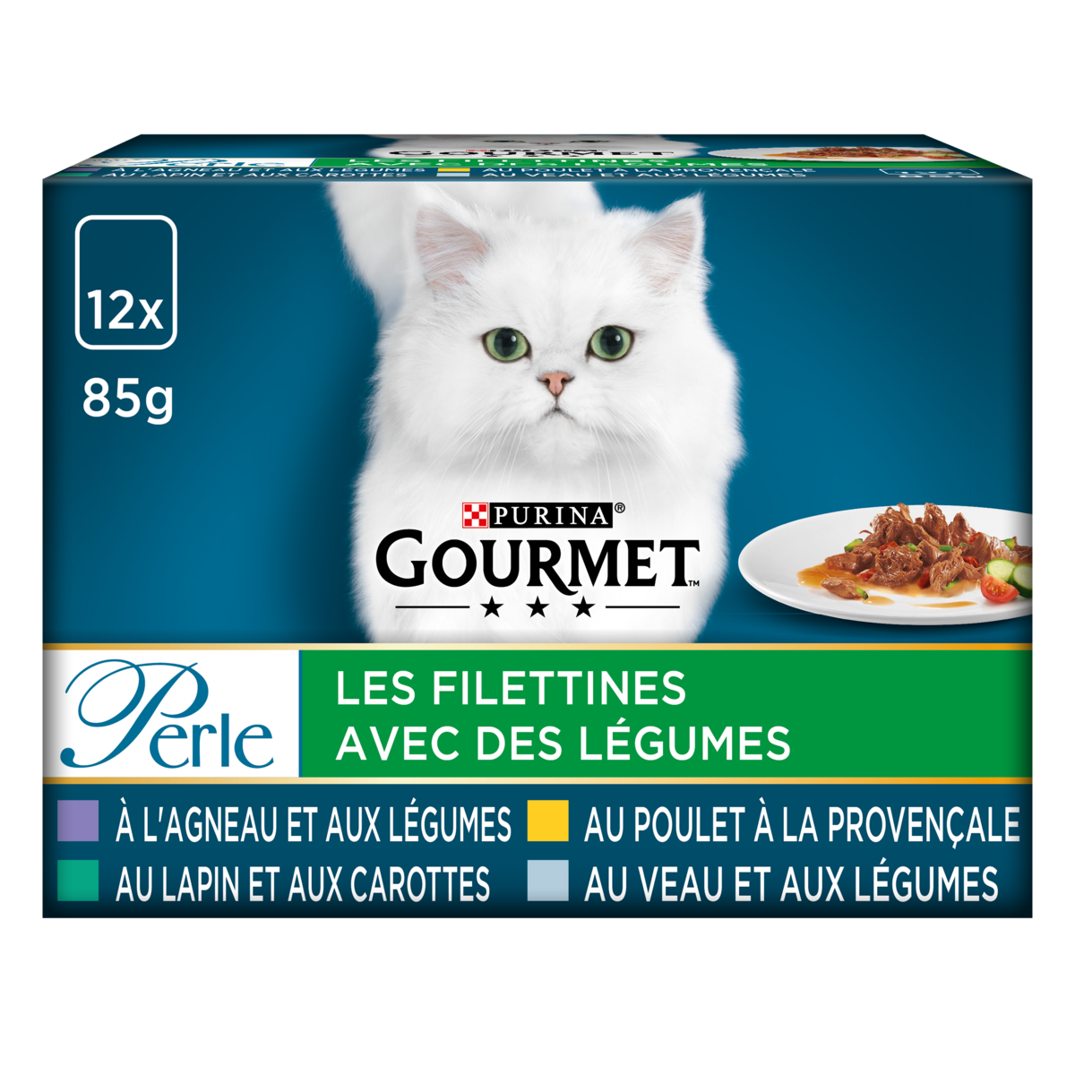 GOURMET Perle sachets repas mini filets en sauce viandes légumes pour chat  12 sachets 12x85g pas cher 