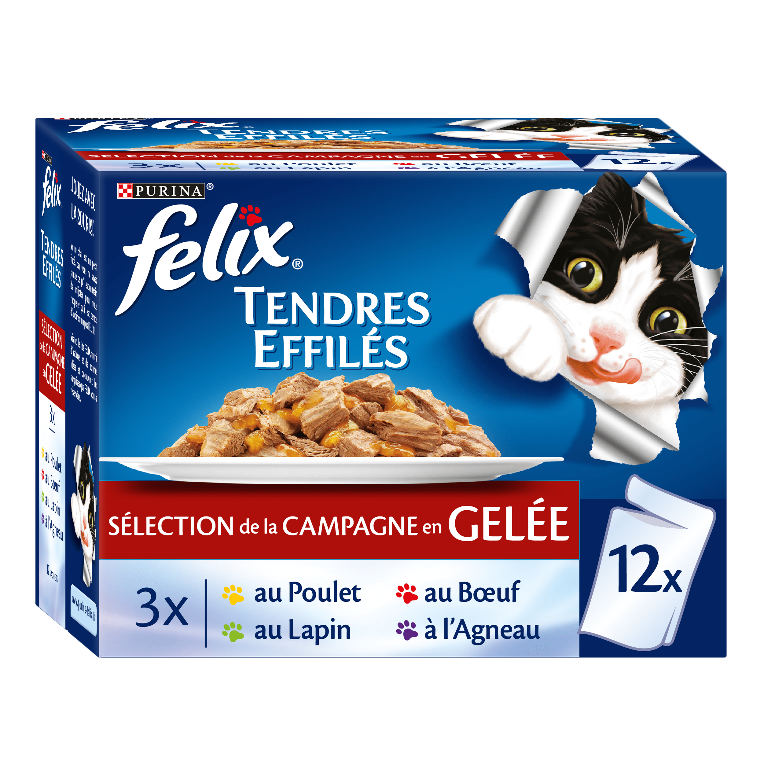 Tendres effilés sélection de la campagne en gelée, Felix (12 x 100 g)