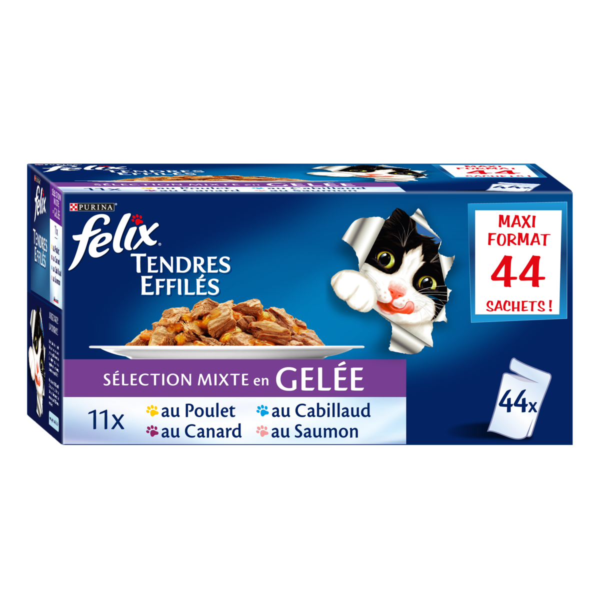 Felix Sachets Repas Effiles En Gelee Viandes Poissons Pour Chat 44x100g Pas Cher A Prix Auchan