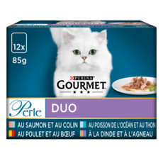 GOURMET Sachets repas duo poissons et viandes pour chat 12x85g