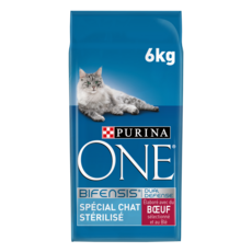 PURINA One bifensis croquettes au boeuf blé pour chat stérilisé 6kg