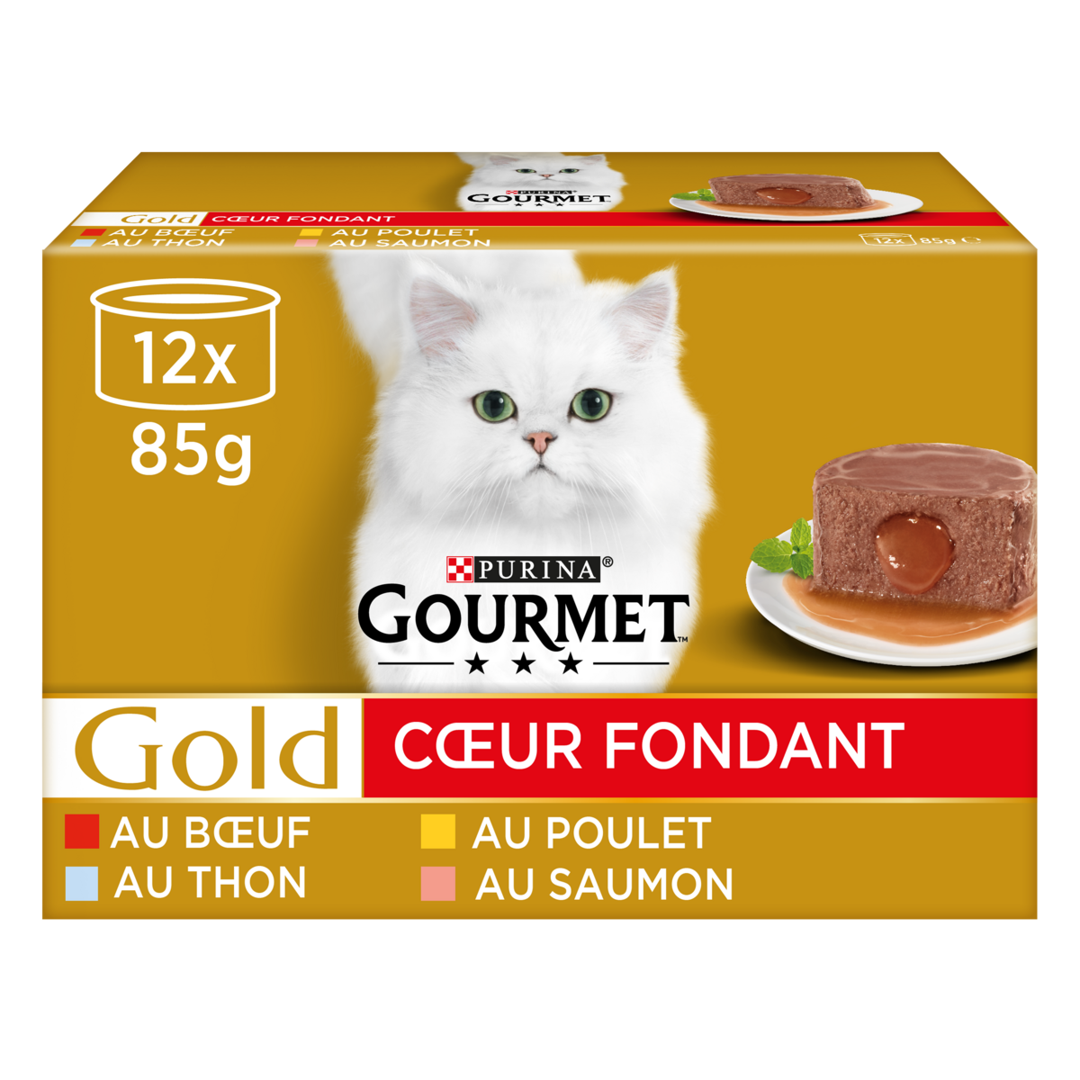 GOURMET Gold barquettes coeur fondant poissons viandes pour chat 12x85g ...