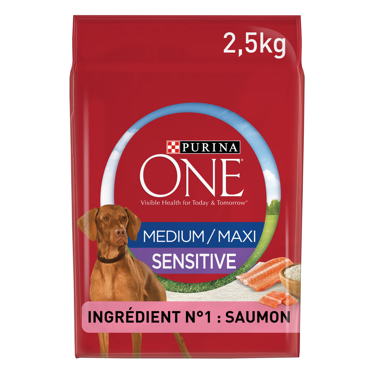PURINA ONE Croquettes pour chiens sensitive médium saumon 2,5kg 2,5kg pas cher à prix Auchan