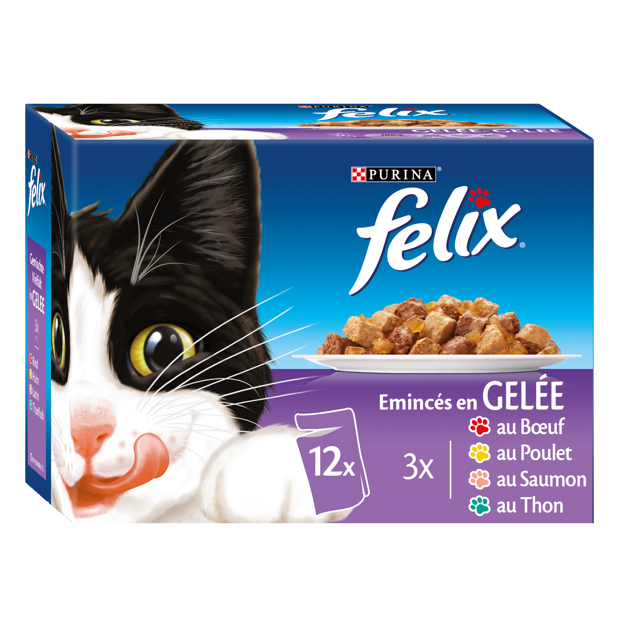 AUCHAN Emincés en gelée viandes pour chat 12x100g pas cher 