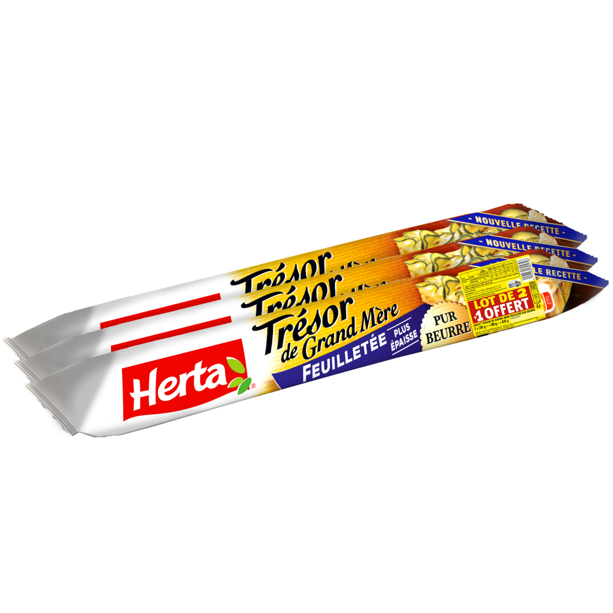HERTA Pâte feuilletée pur beurre 2 +1 offertes 3x280g