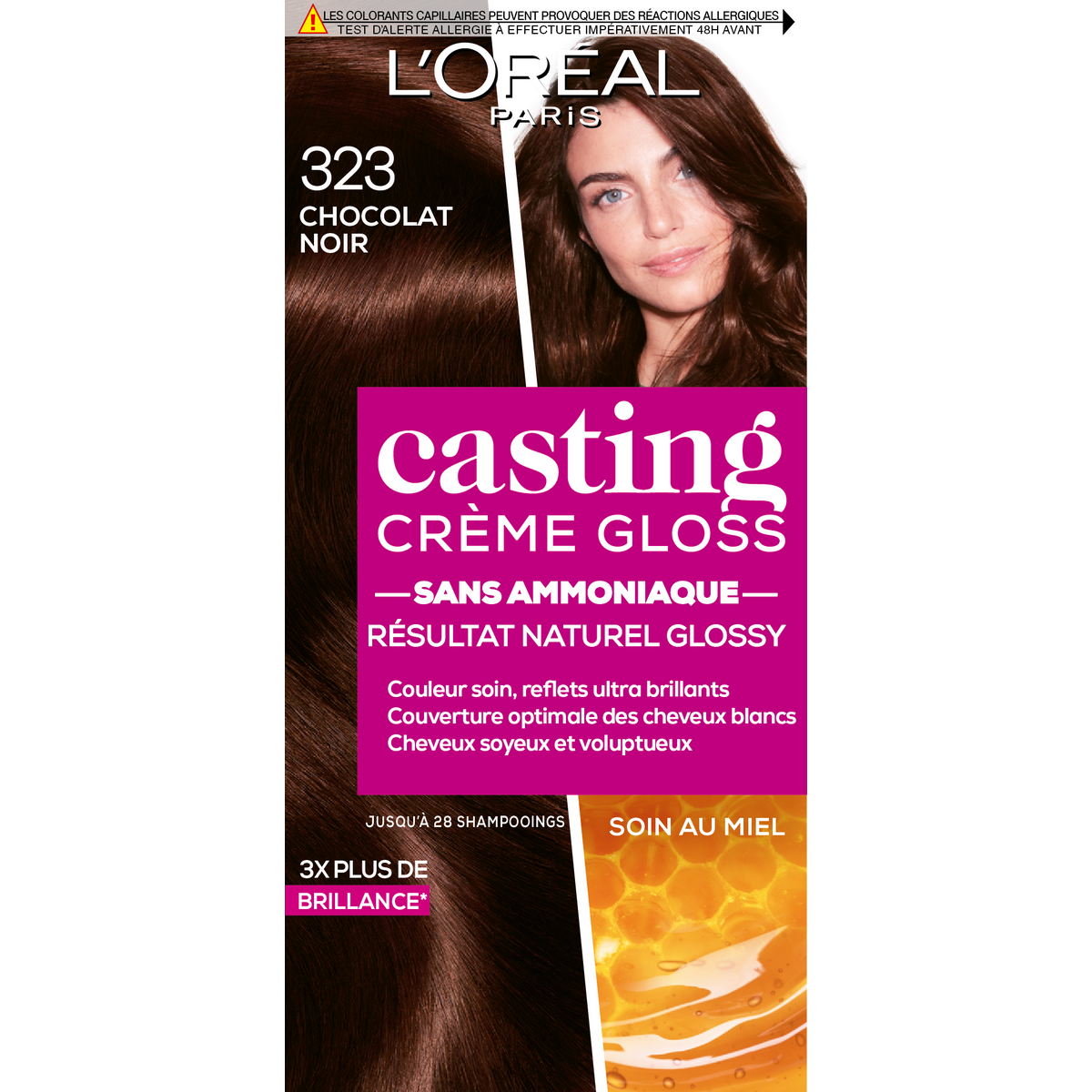L'OREAL Casting crème gloss coloration sans ammoniaque 323 chocolat noir 1 kit