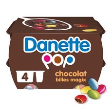 DANETTE POP Crème dessert chocolat billes Magix chocolat 4x120g