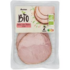 AUCHAN BIO Rôti de porc cuit 2 tranches 80g
